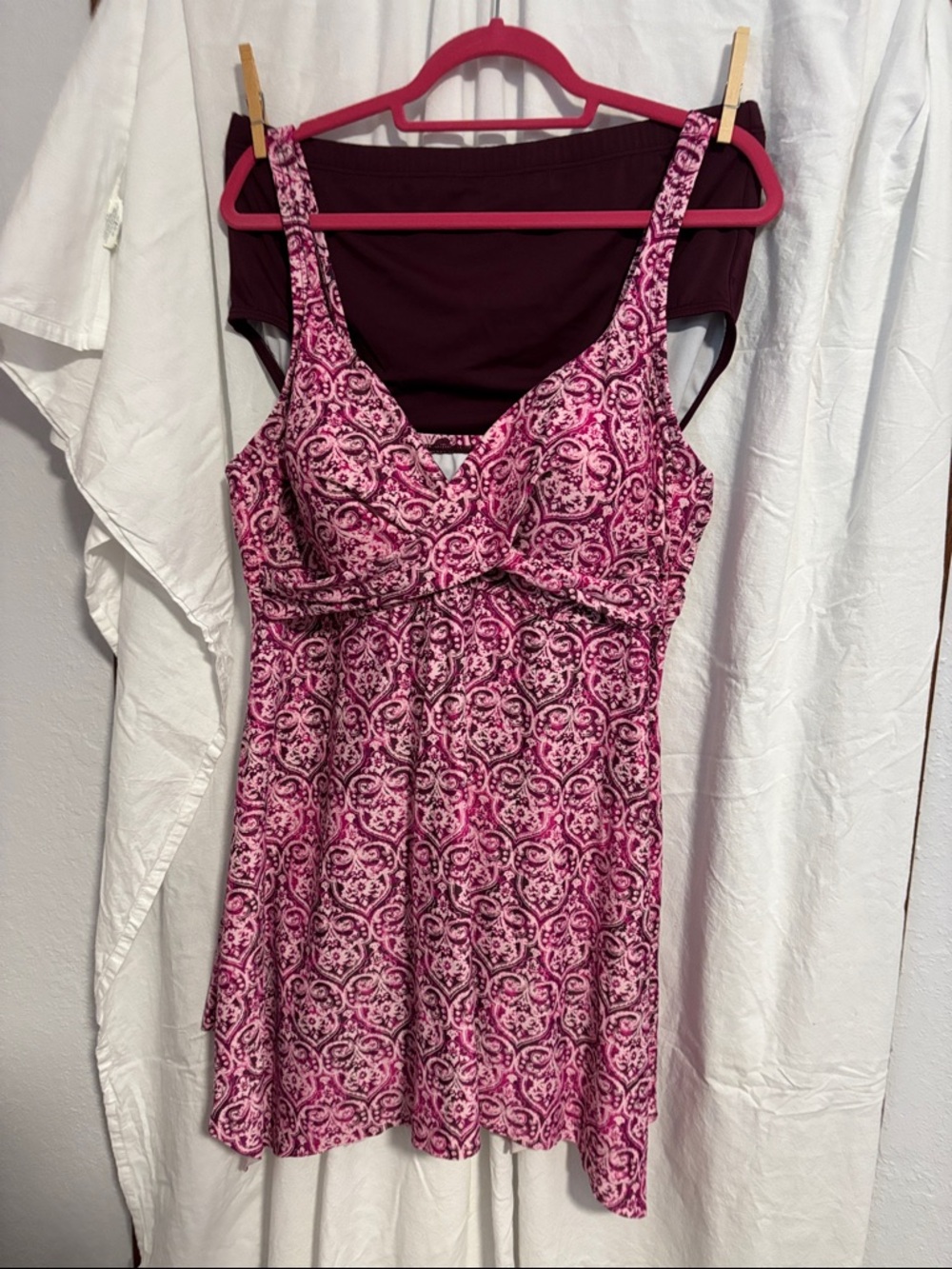 Pink Patterned Swim Dress